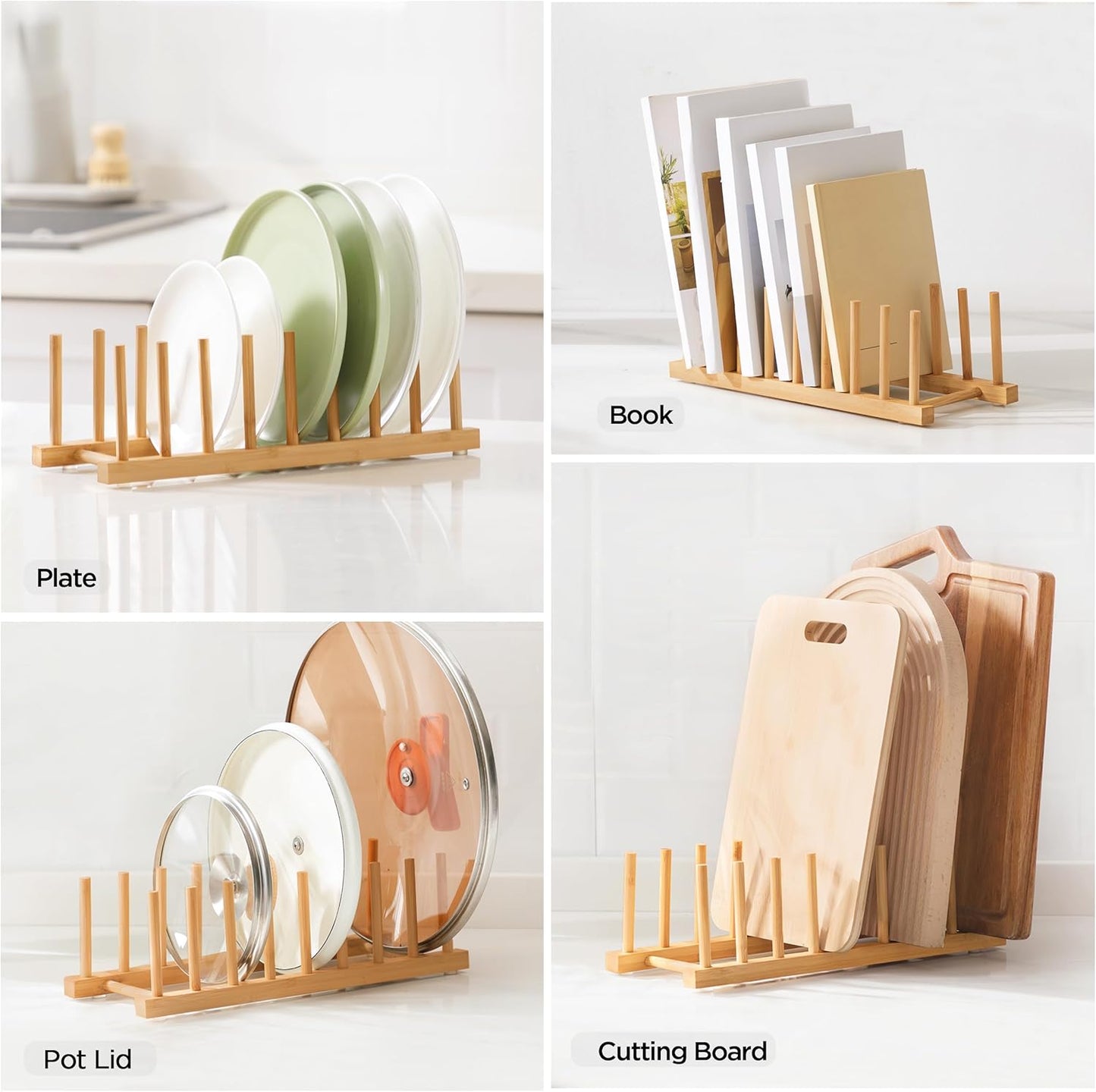 Bamboo Dish Drying Rack for Kitchen Counter and Cabinet