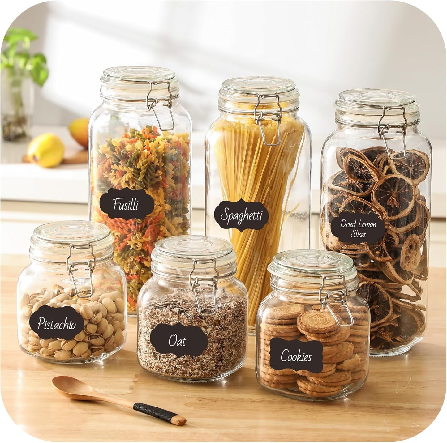 [ Taller ] 92oz Glass Jars with Airtight Lid, Large Glass Food Storage Jars