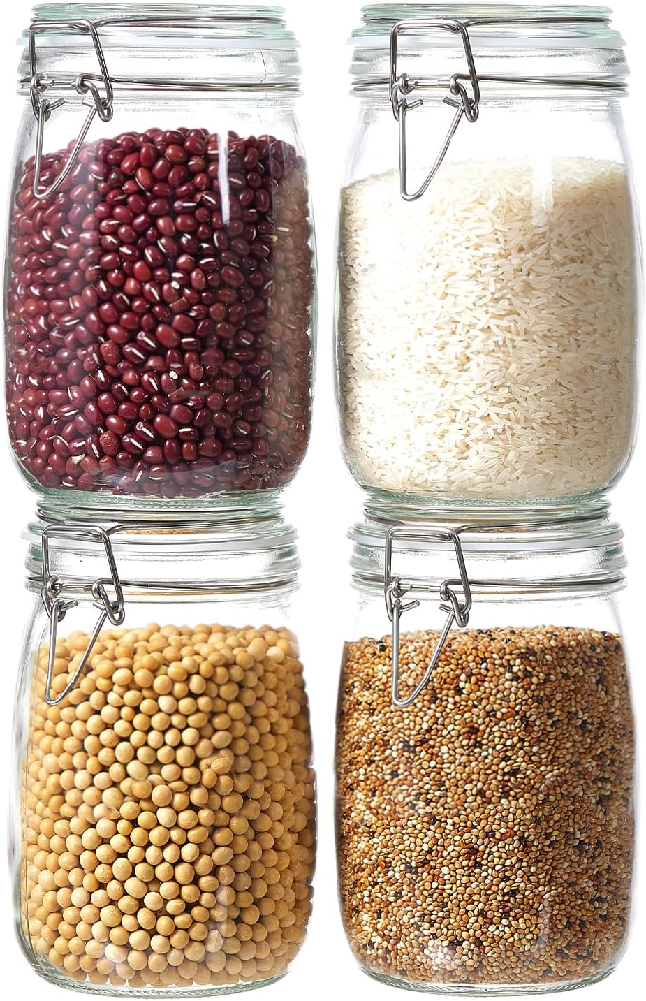 4 Pack 34oz Food Storage Jars with Airtight Lids