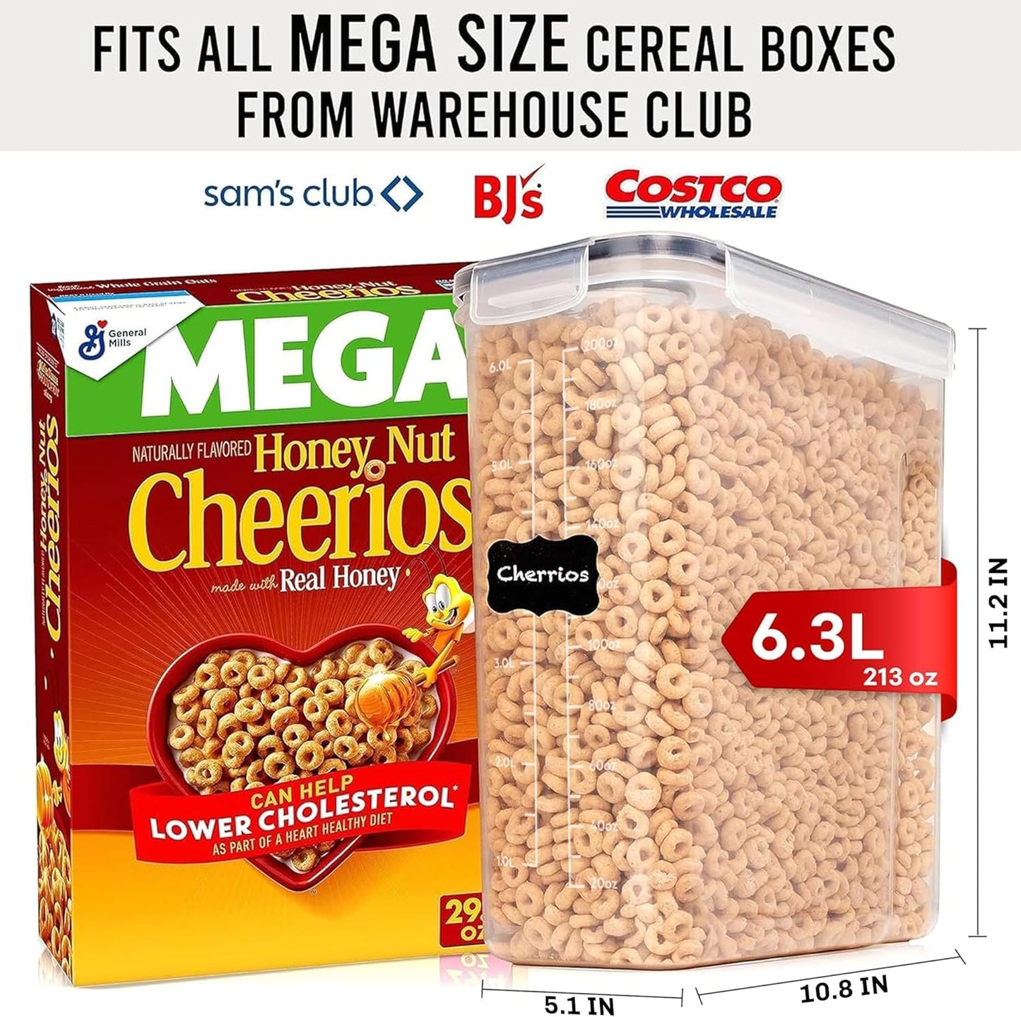 2 Pack (6.3L / 213OZ) EXTRA Large Airtight Food Storage Cereal Containers for Bulk Food Storage BPA-Free Plastic Container, Pantry Organization and Canister for Rice, Pasta, Sugar & Flour