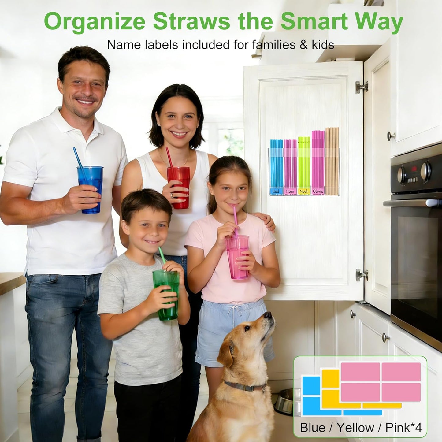 9.4” Large Acrylic Straw Holder for Cabinet Door