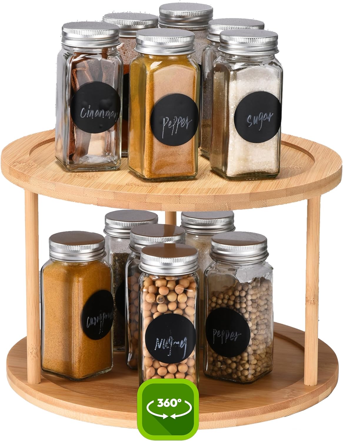 Bamboo Turntable Lazy Susan Rotating Spice Rack (10" Inches)