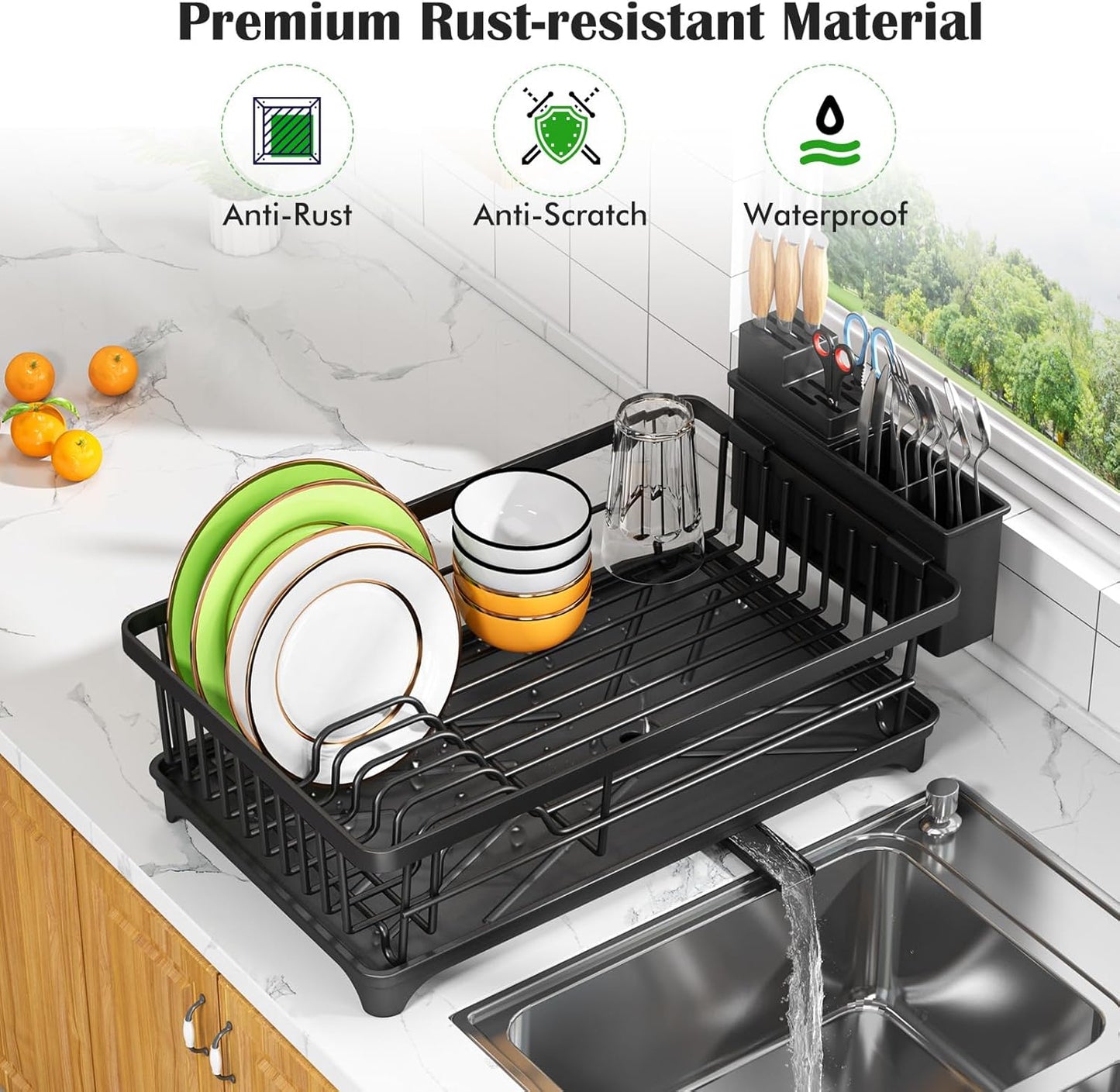 Dish Drying Rack - Space-Saving Small Dish Rack for Kitchen Counter