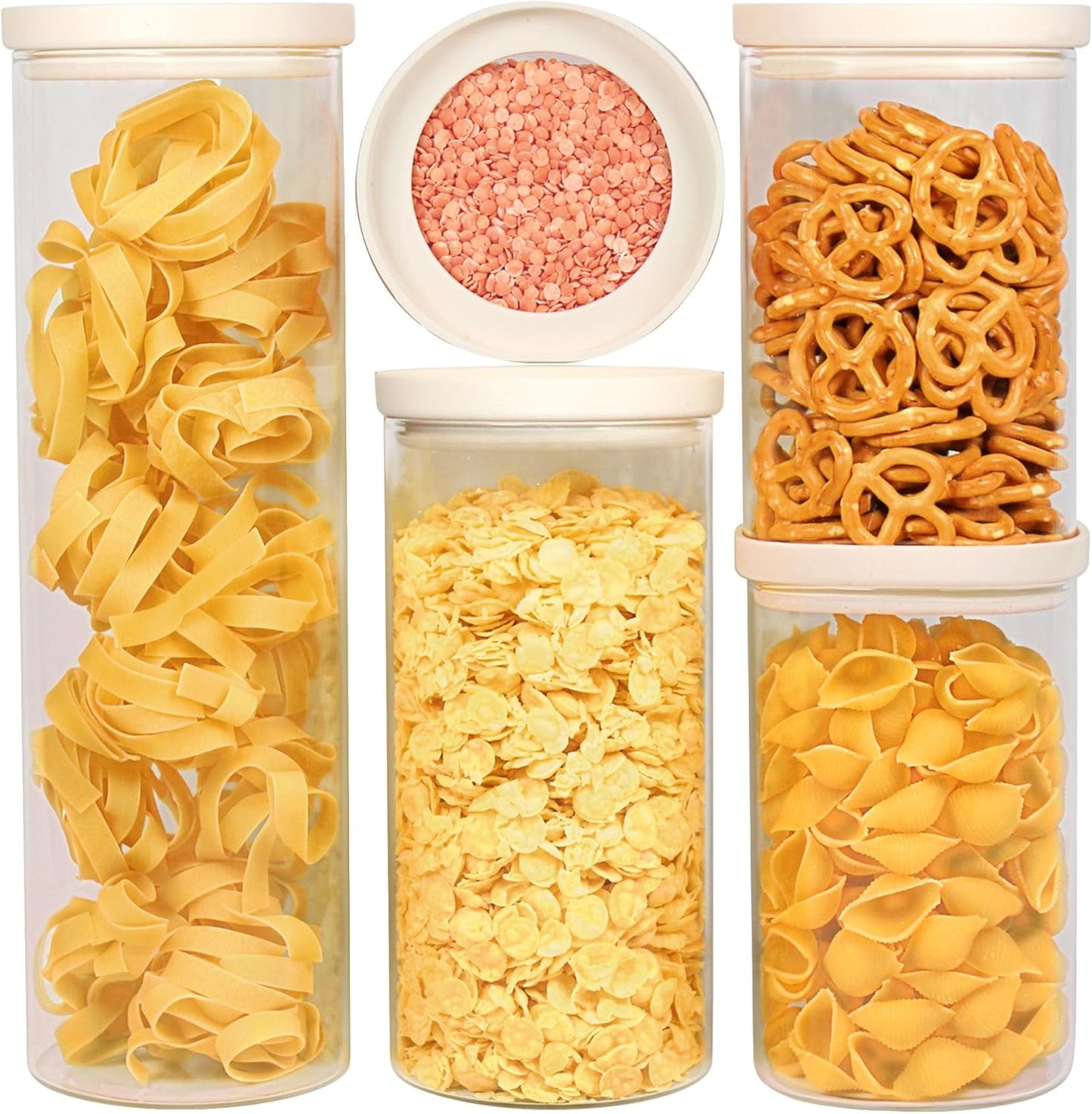 Glass Food Storage Jar with Glass Lid, Food Canister Set with Airtight Lids