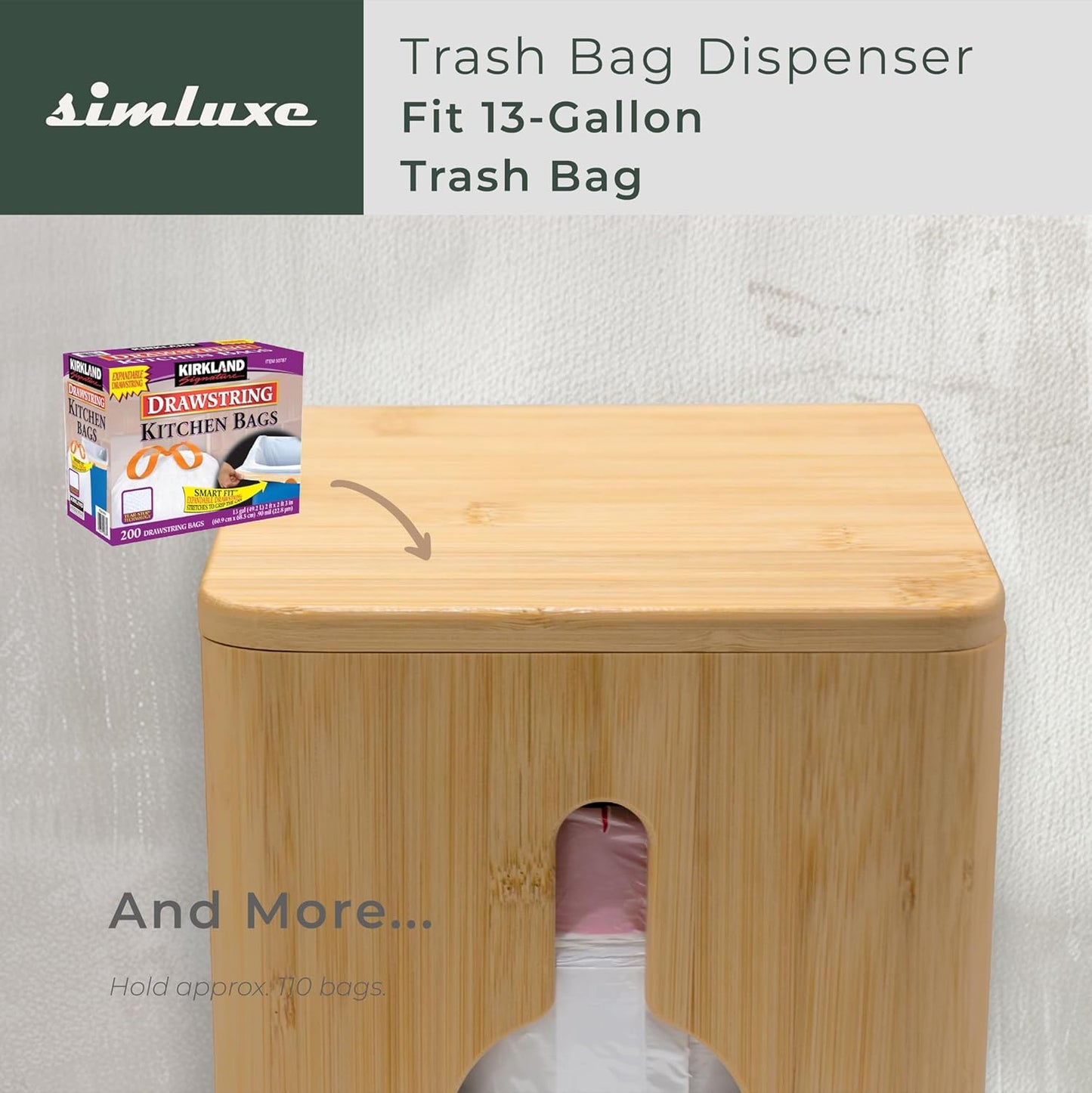 Large Trash Bag Dispenser – Wall Mounted & Stackable Garbage Bag Holder Dispenser for Kitchen & Pantry | Costco Trash Bags Compatible | Durable & Effortlessly Organized