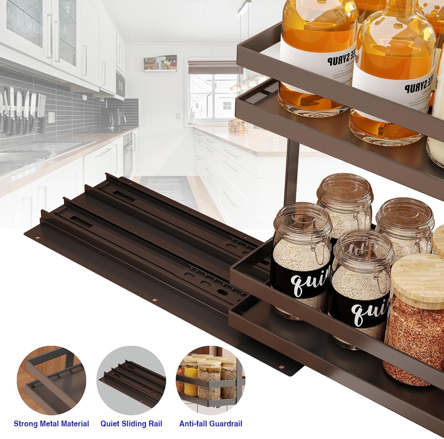 2 Pack Pull Out Spice Rack Organizer for Cabinet
