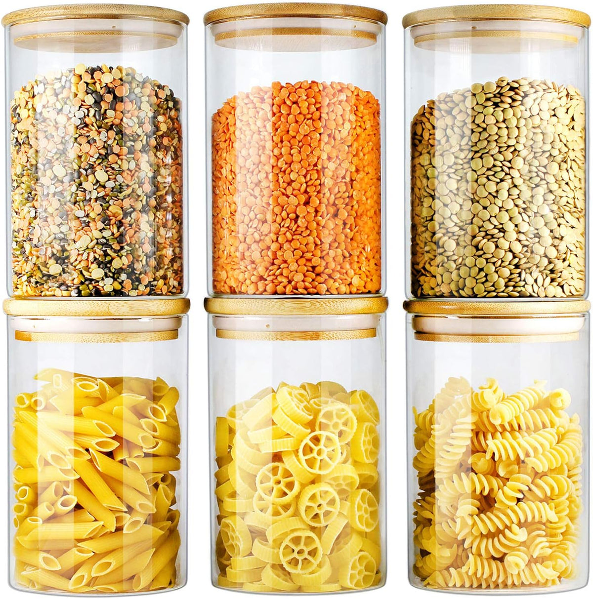 Glass Jars with Bamboo Lids (27oz in 6 Pack)