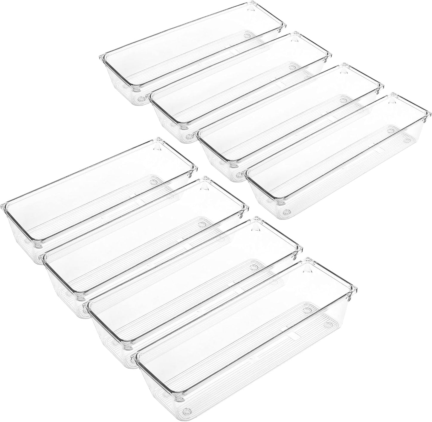 8 Pack Clear Plastic Drawer Organizers, 9.2''×3''×2'', Food Grade Storage Trays