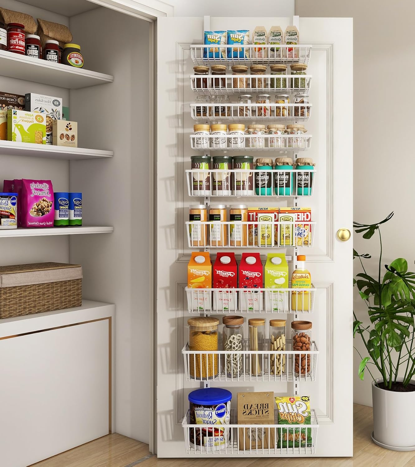White 9-Tier Over The Door Pantry Organizer, Pantry Organization and Storage