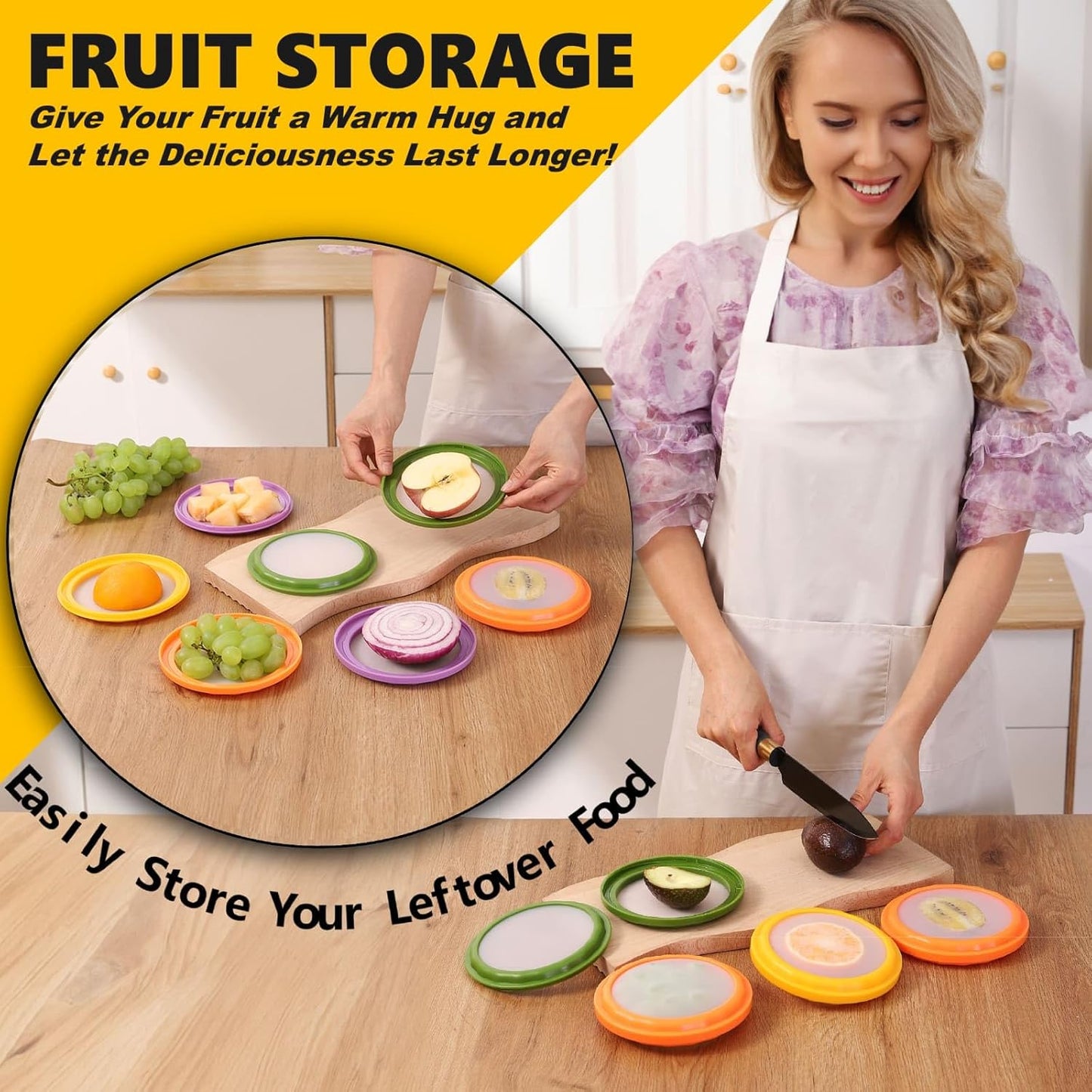 Onion Storage and Avocado Saver - 4-Piece Set Silicone Fruit Storage Box