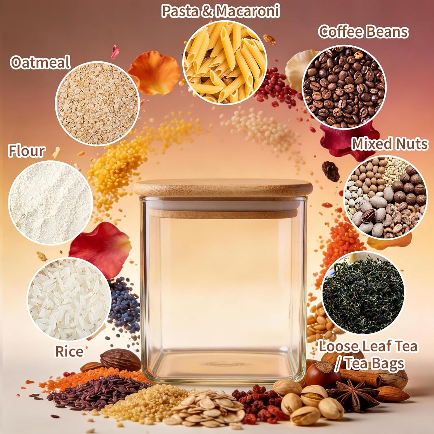Glass Storage Containers with Lids [Multi-Size Set of 5]