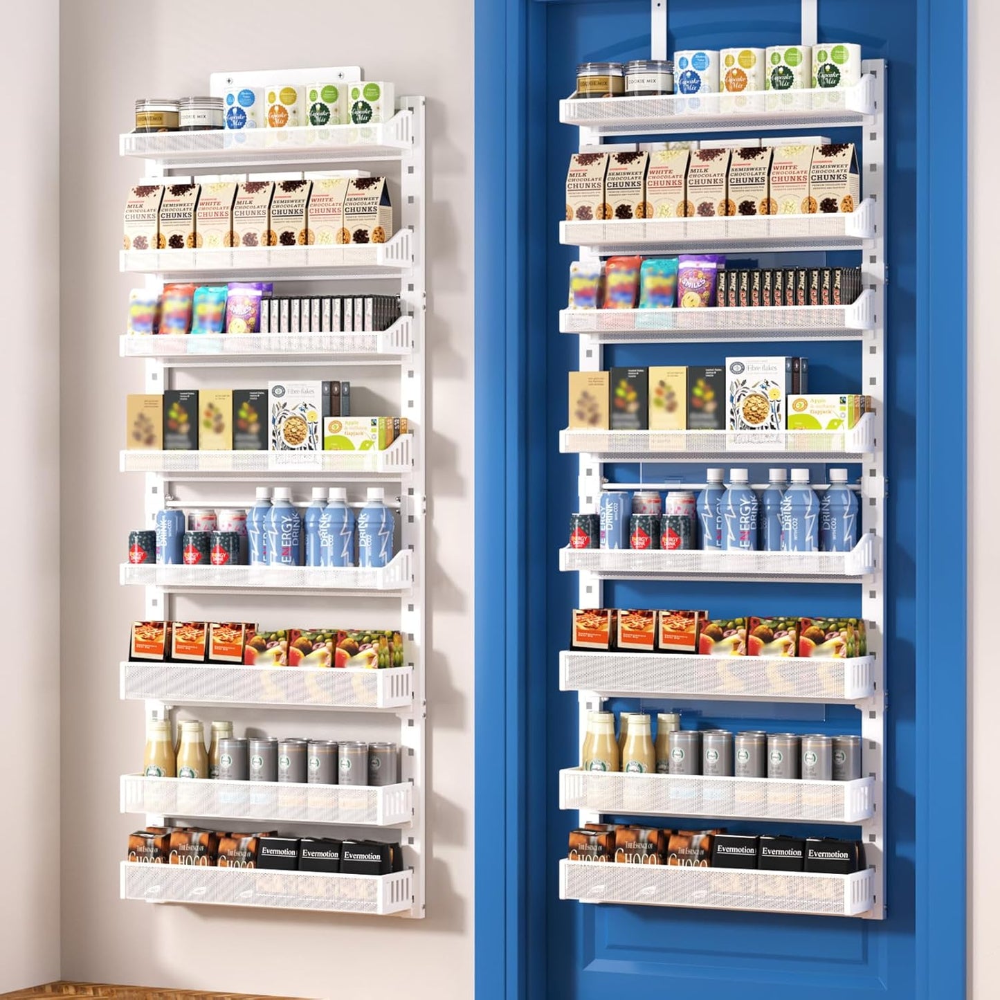 8-Tier Over the door Spice Rack Organizer, Large Heavy Duty Metal Wall Mount or Over The Door