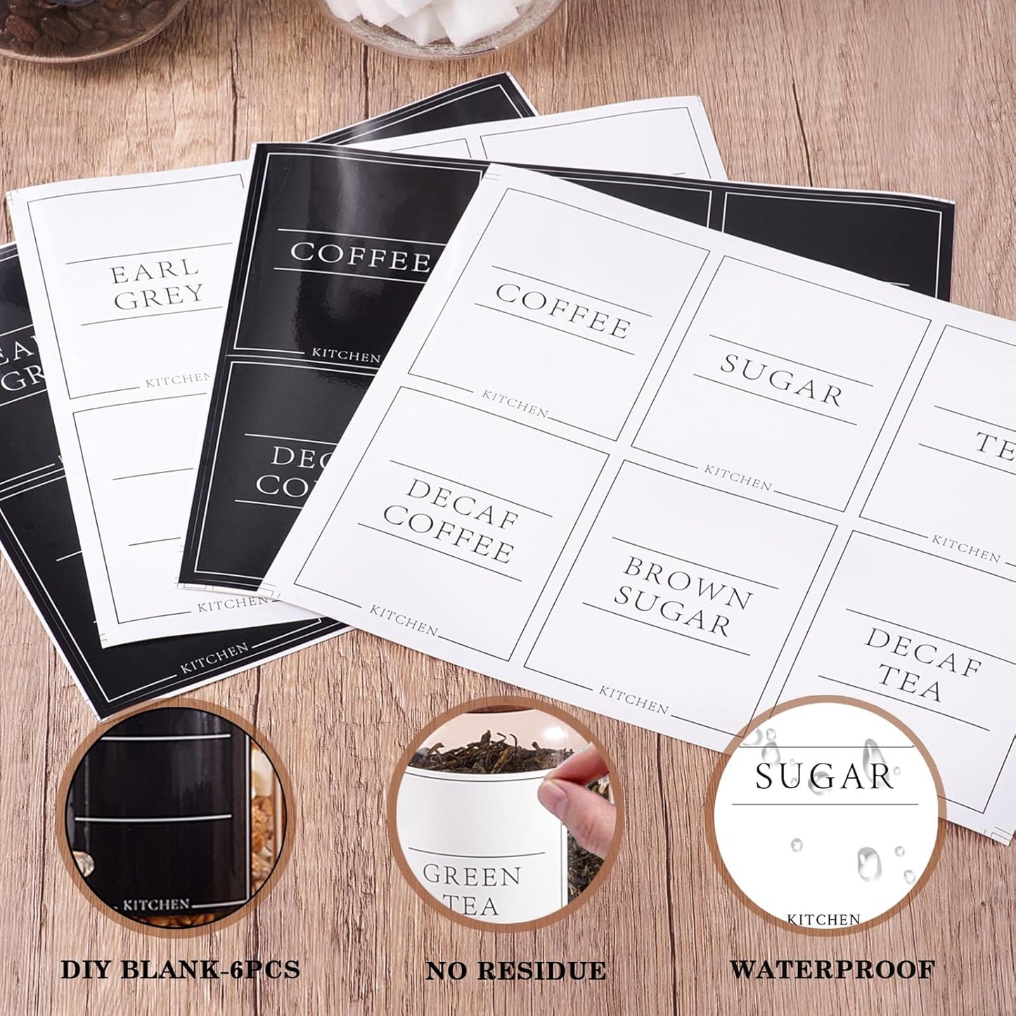 Coffee and Sugar Container Set, Glass Coffee Jars with Wooden Lids and Scoops