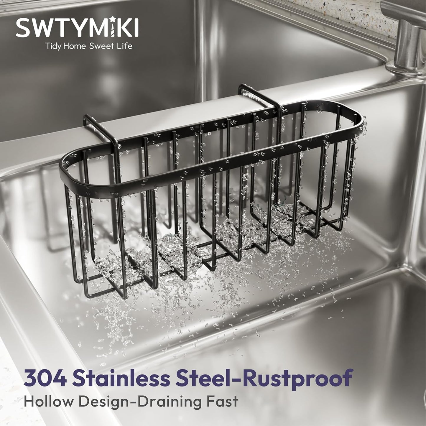 Sponge Holder for Kitchen Sink with Partition