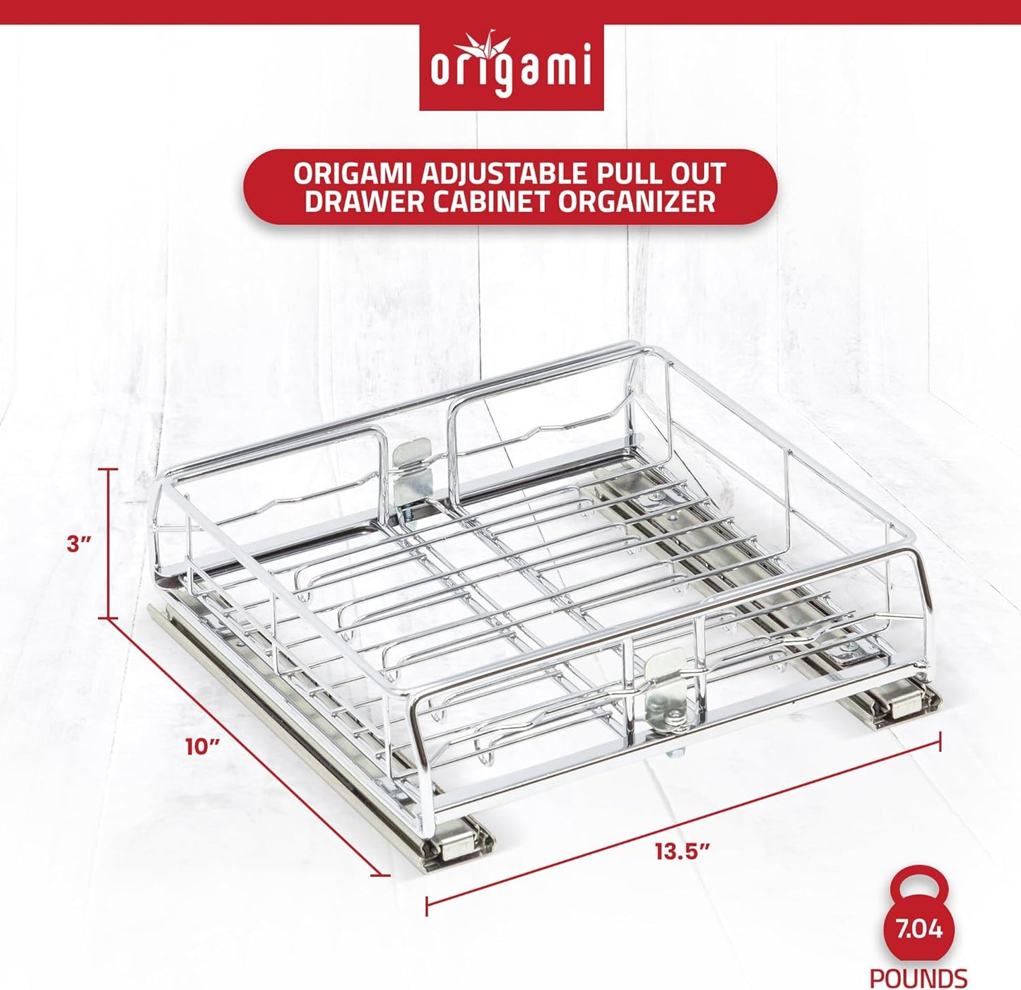 2 Pack Kitchen or Bathroom Chrome Plated Steel Sliding Pullout Drawer and Cabinet Organizer