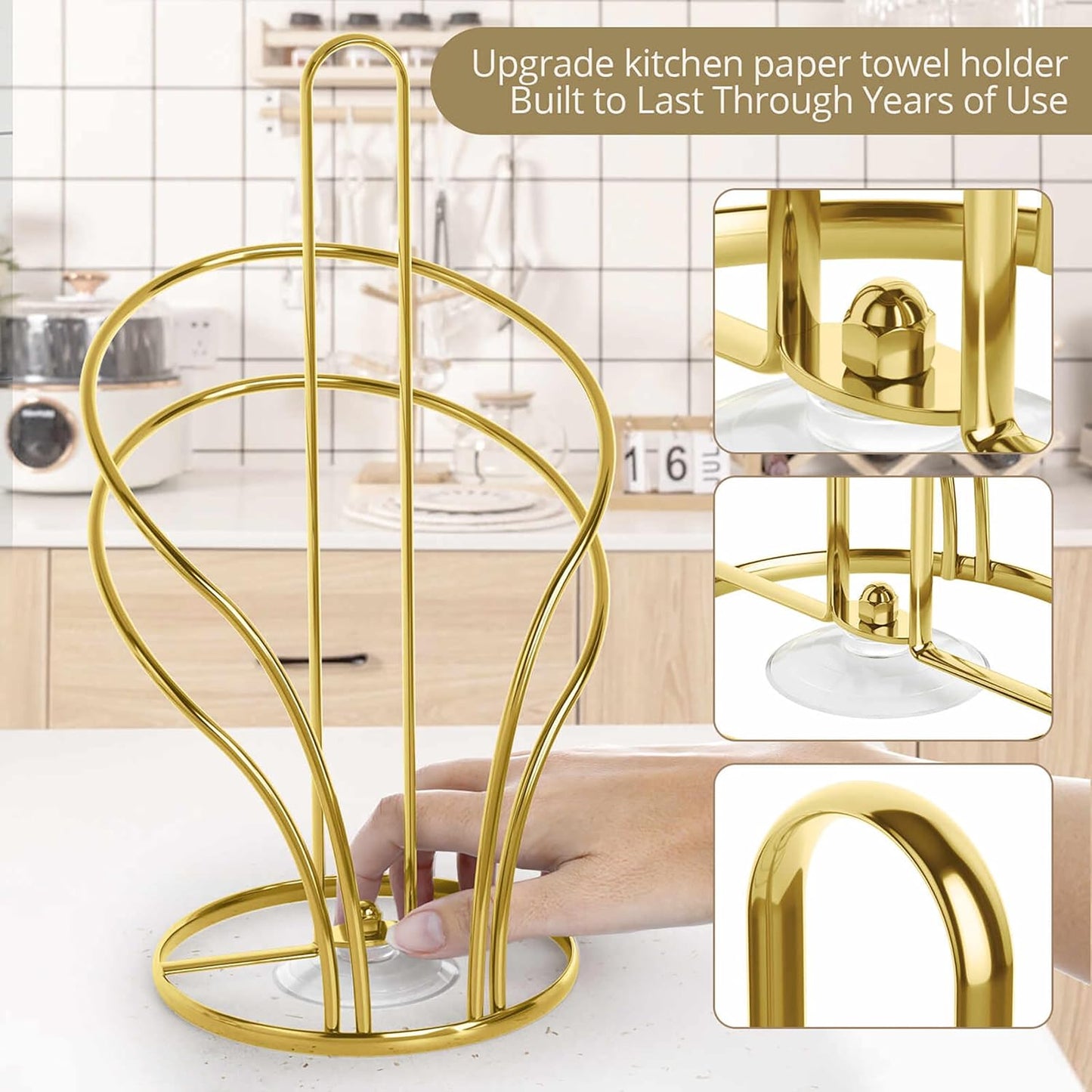 Paper Towel Holder Countertop, Stainless Steel Paper Towel Roll Holder and Paper Napkinholder Set