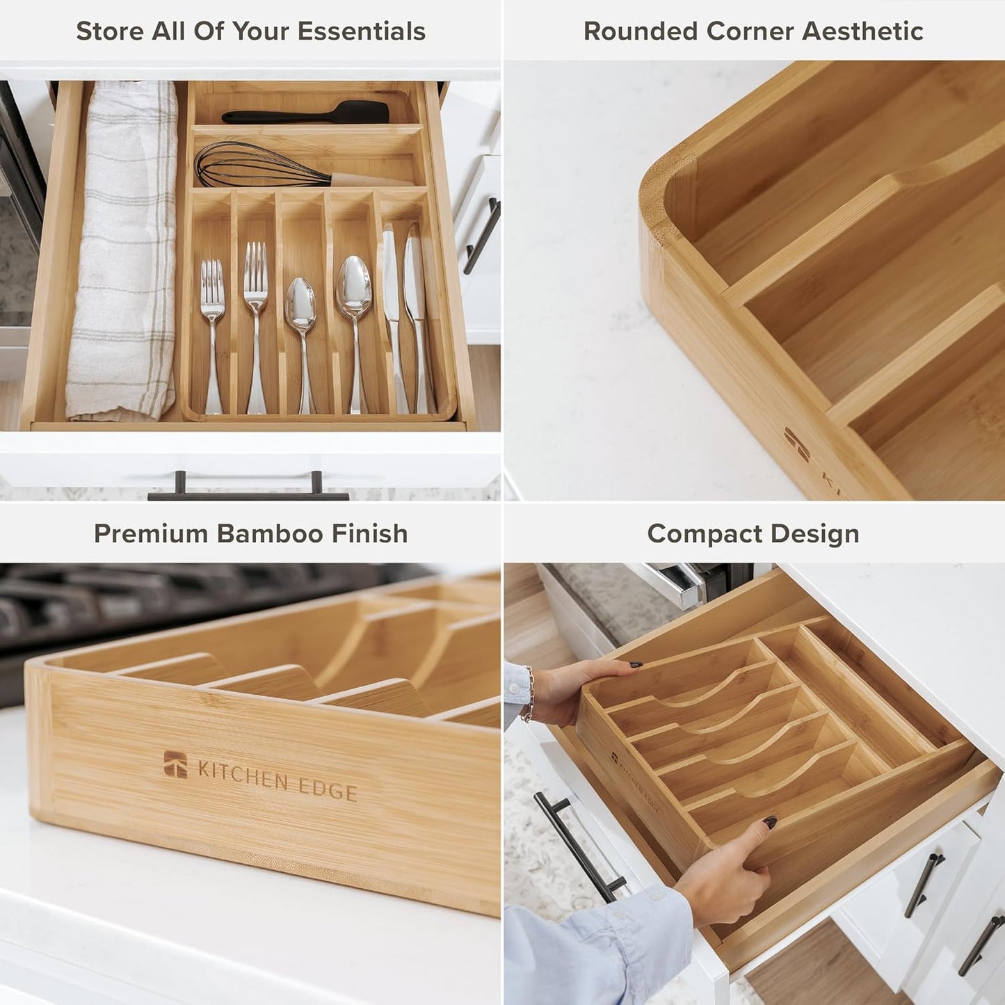 Silverware Organizer - Cutlery, Flatware, and Utensil Holder for Kitchen Drawers