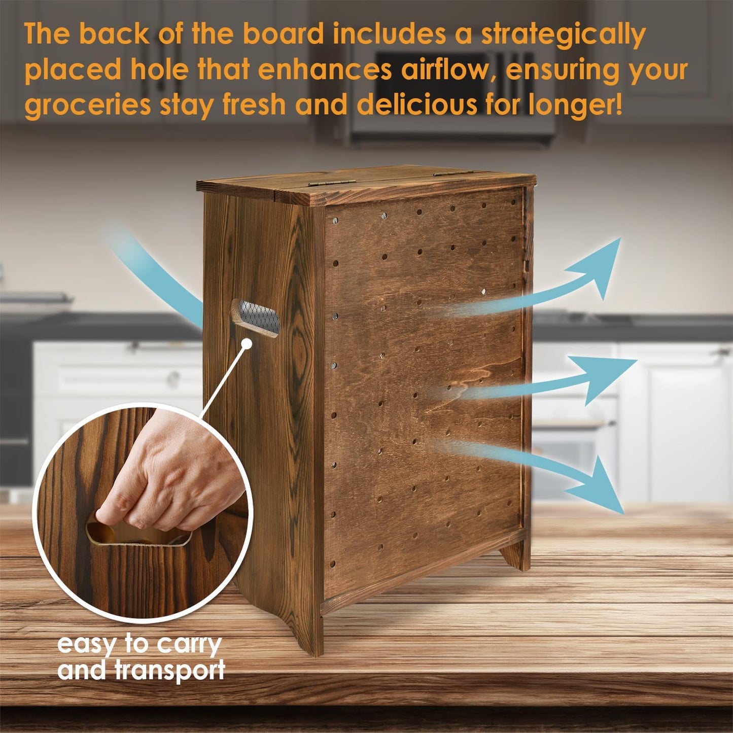 Free Assemble Wooden Countertop Potato and Onion Storage Bin Box,Countertop Cabinet