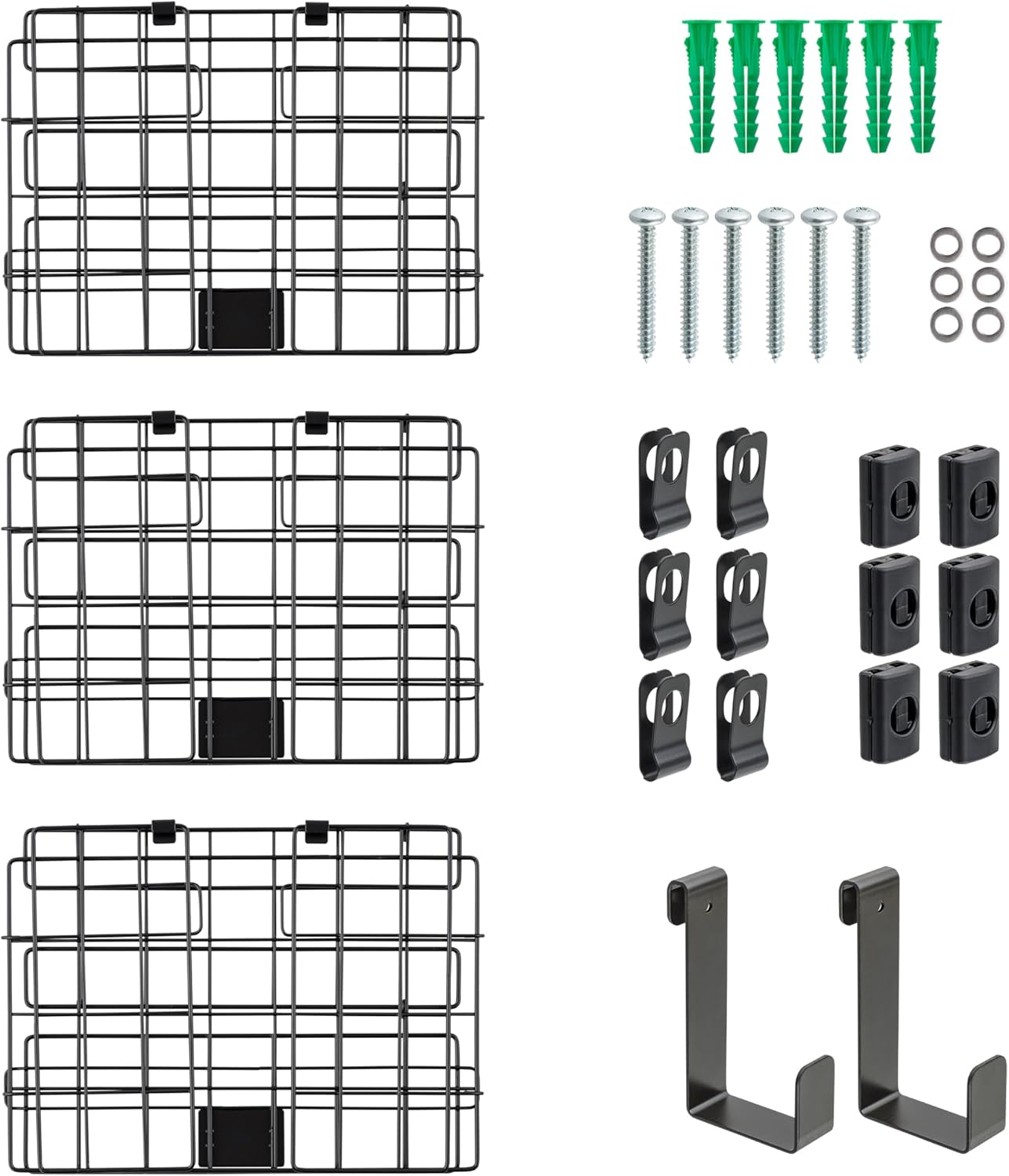 Over The Door Organizer, 3 Pack, Hanging or Wall Mounted Metal Wire Basket