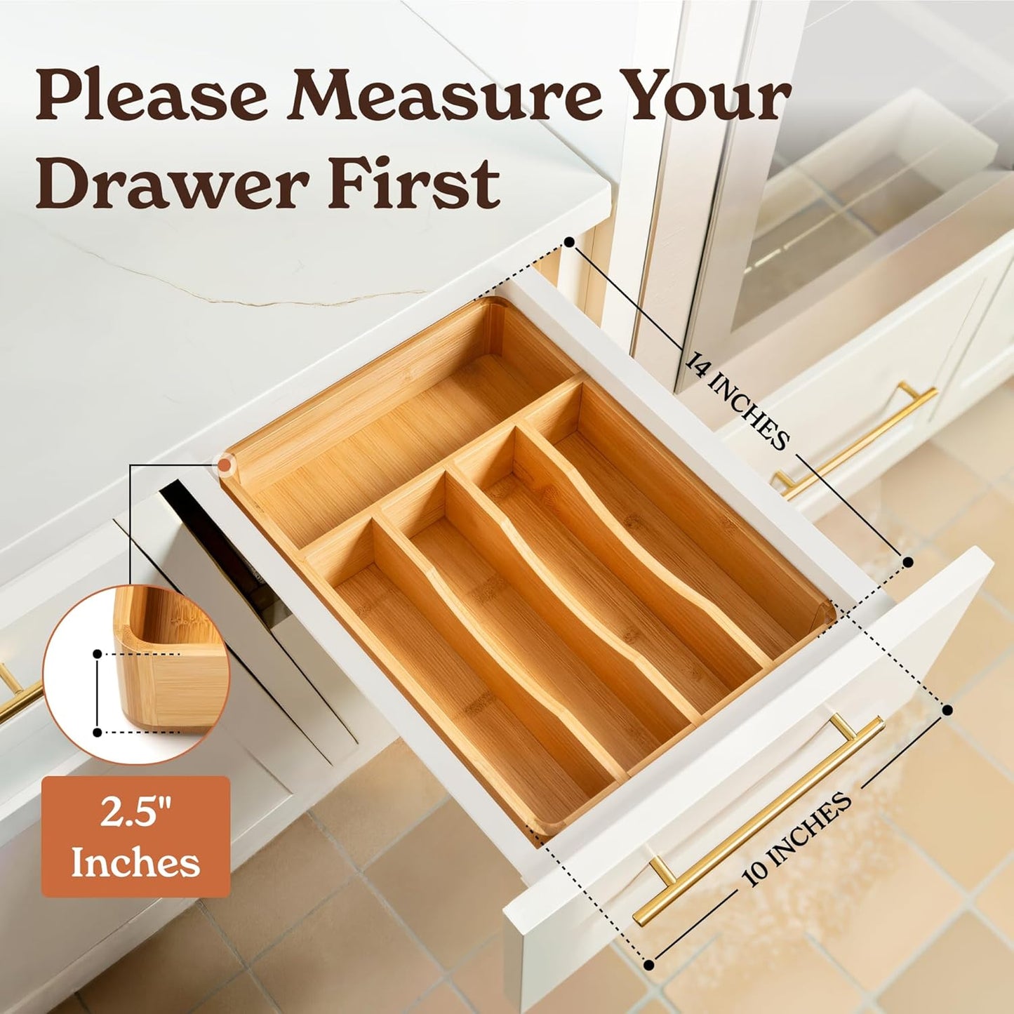 Silverware Drawer Organizer – Bamboo Kitchen Drawer Organizer