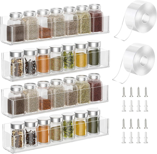 Adhesive Acrylic Spice Rack Organizer for Wall with 2 Nano Double Sided Tape
