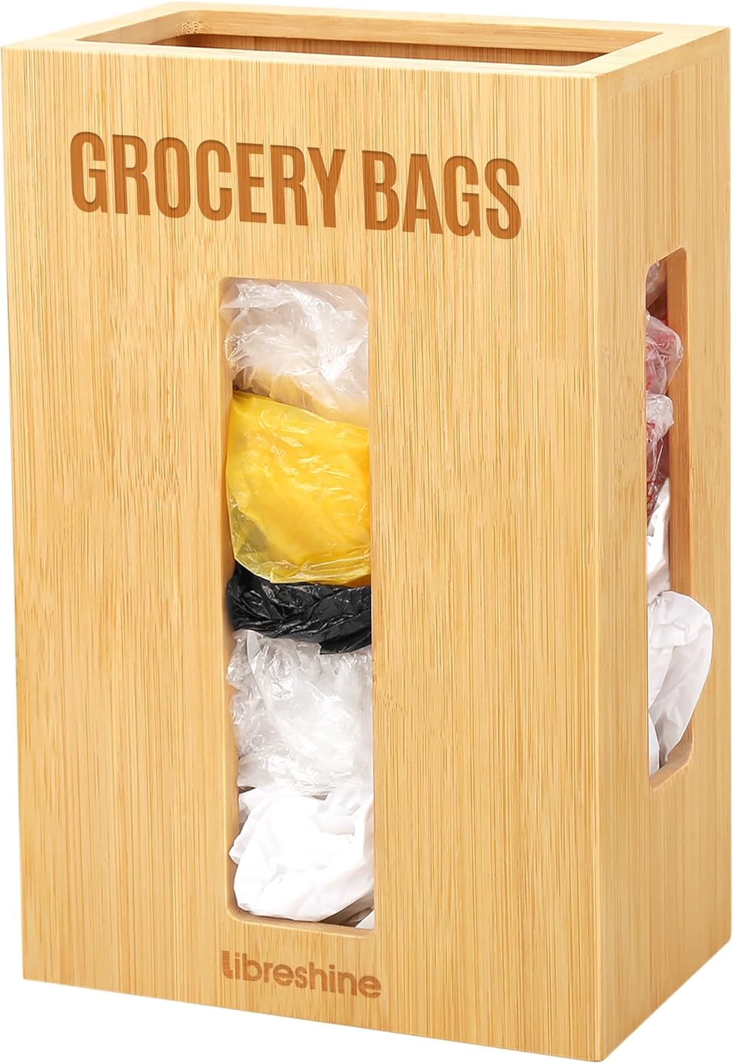 Extra Large Bamboo Grocery Bag Holder for Plastic Bags