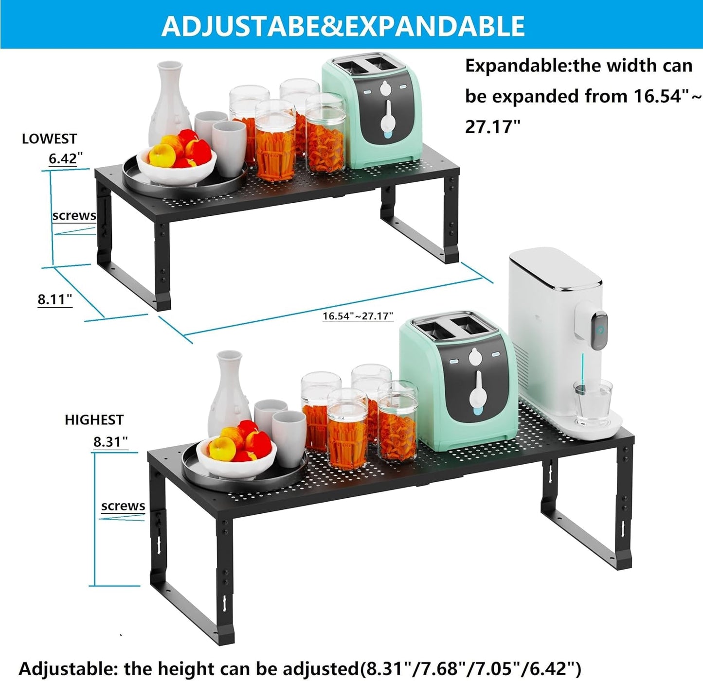 Expandable Spice Rack,Stackable Storage for Cabinet