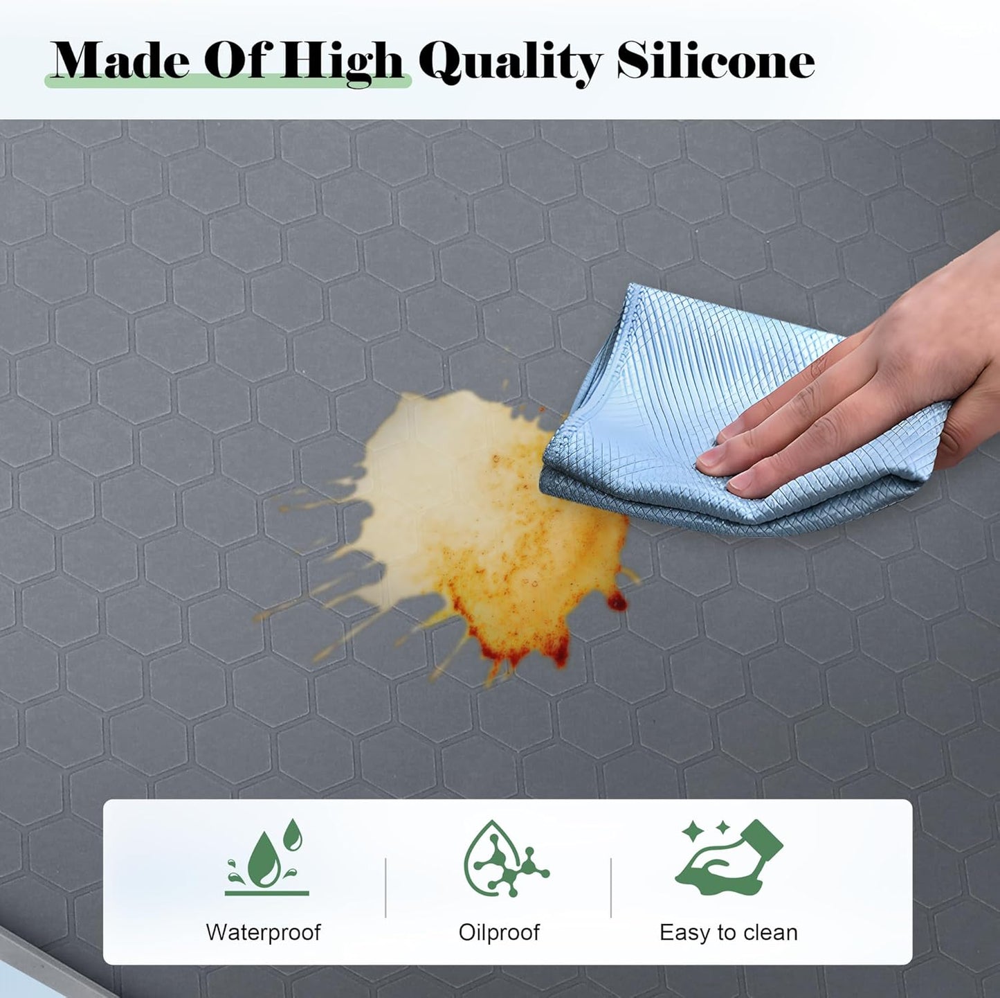 25” x 19” Silicone Under Sink Mat for Bathroom/Kitchen Cabinet Organizer Mat | Leak-Proof Waterproof Liner Pad & Anti-Spill Tray | 0.7in Edge Barrier, 3.5Gal Capacity
