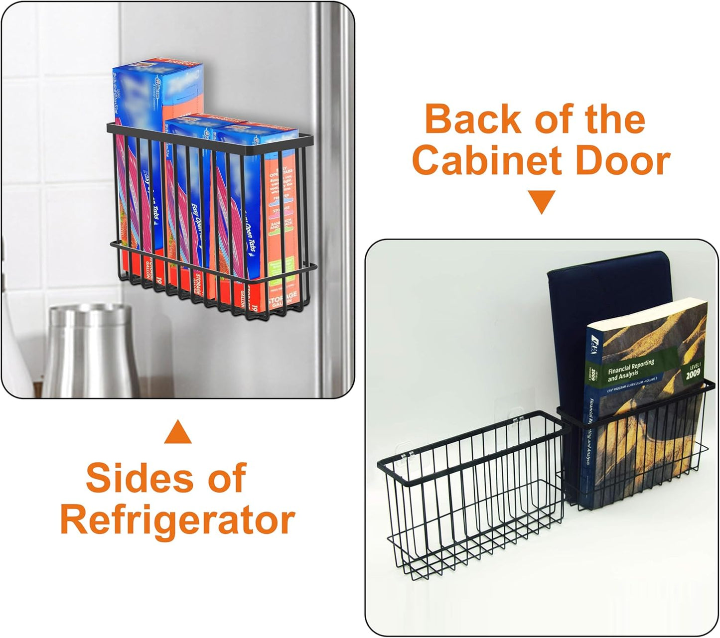 2 Pack Cabinet Door Organizer, Foil and Plastic Wrap Organizer