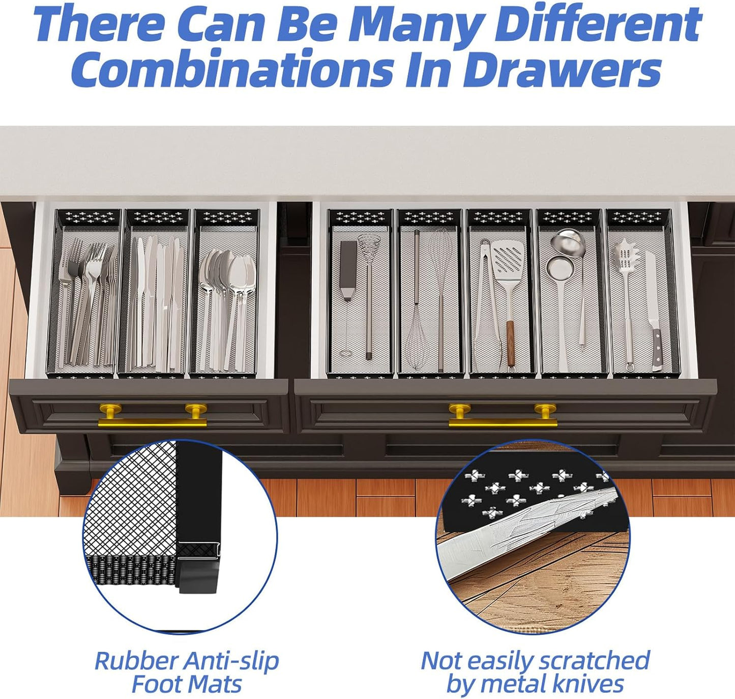 Silverware Drawer Organizer, 8 Pack Utensil Organizer for Kitchen Drawers