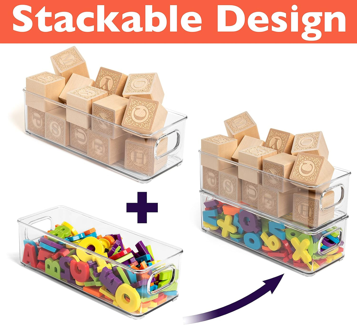Plastic Pantry Organization and Food Storage Bin – Great Kitchen Organization and Kitchen Storage – Fridge Organizer Bins– 8 Pack