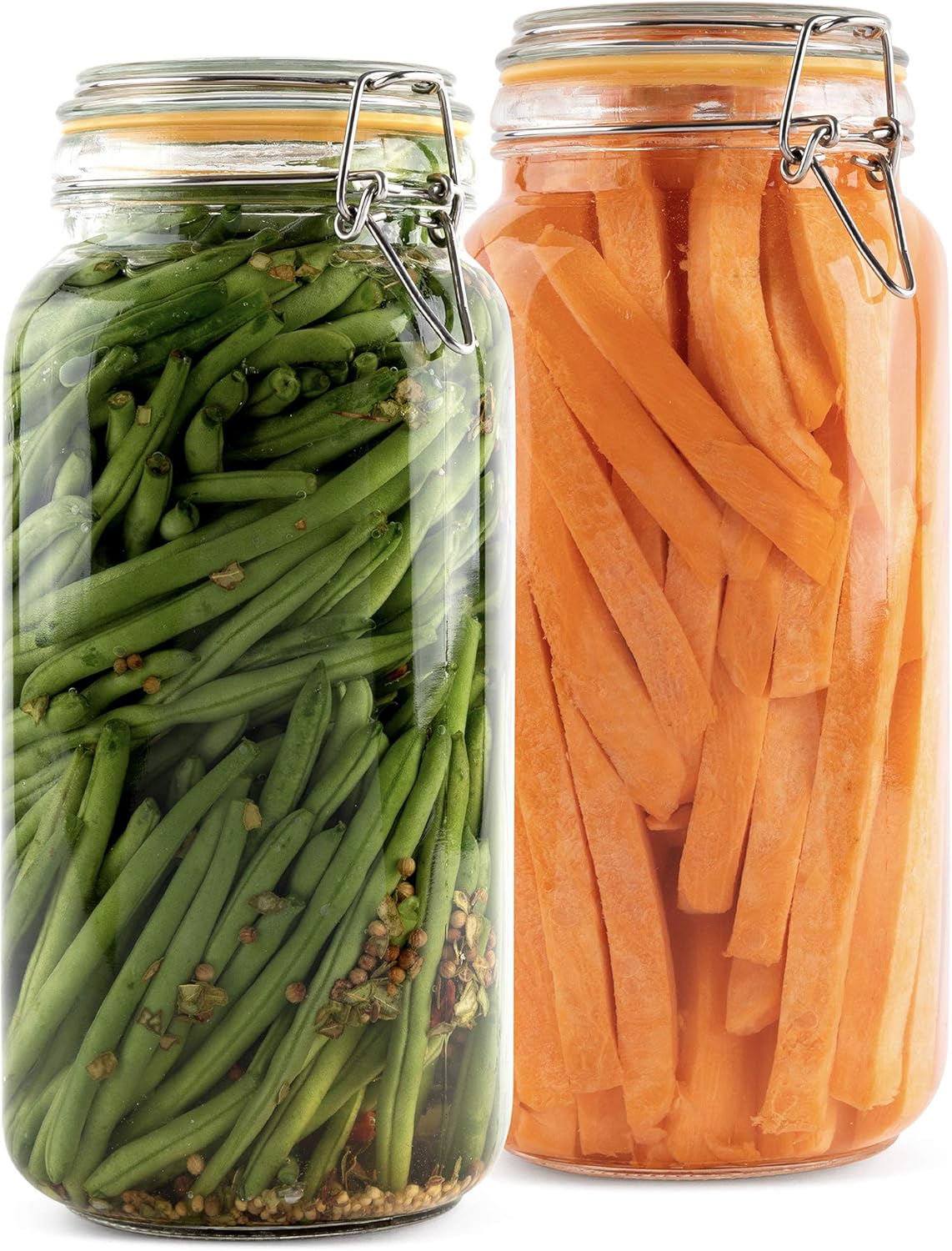 Glass Jars with Lids 67 oz Food Storage Jars with Airtight Lids Leak Proof Glass Canisters Kitchen Jars [Set of 2]
