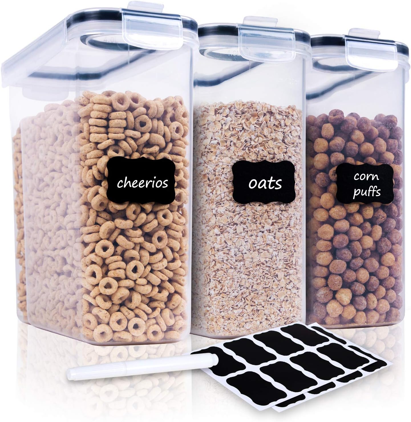 Cereal Containers Storage Set - 3 Piece Airtight Large Dry Cereal Container (135.2oz)