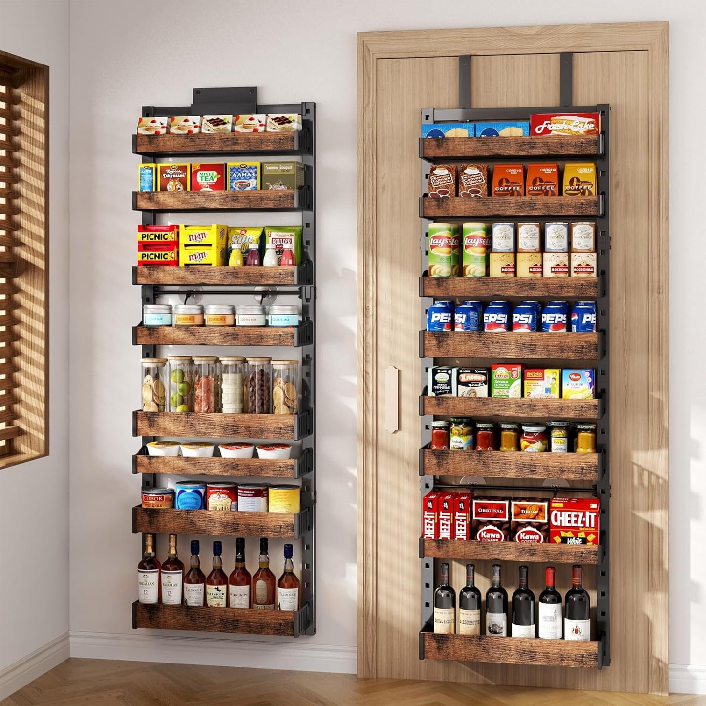 8-Tier Over The Door Pantry Organizer, Heavy-Duty Metal Wall Mount or Hanging Spice Rack