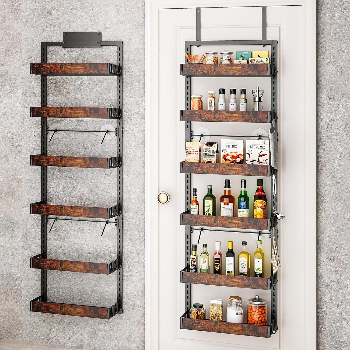 6-Tier Over the Door Pantry Organizer, 2-in-1 Door Hanging or Wall Mounted Spice Rack
