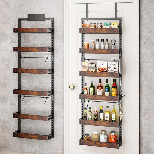 6-Tier Over the Door Pantry Organizer, 2-in-1 Door Hanging or Wall Mounted Spice Rack