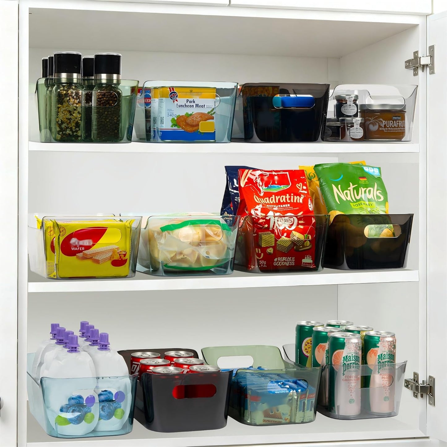 8 Pack Plastic Storage Bins, Clear Pantry Organizers and Storage Containers