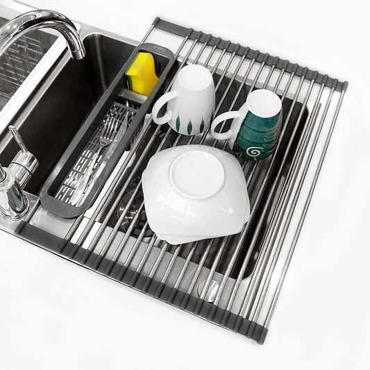Roll Up Dish Drying Rack Over The Sink