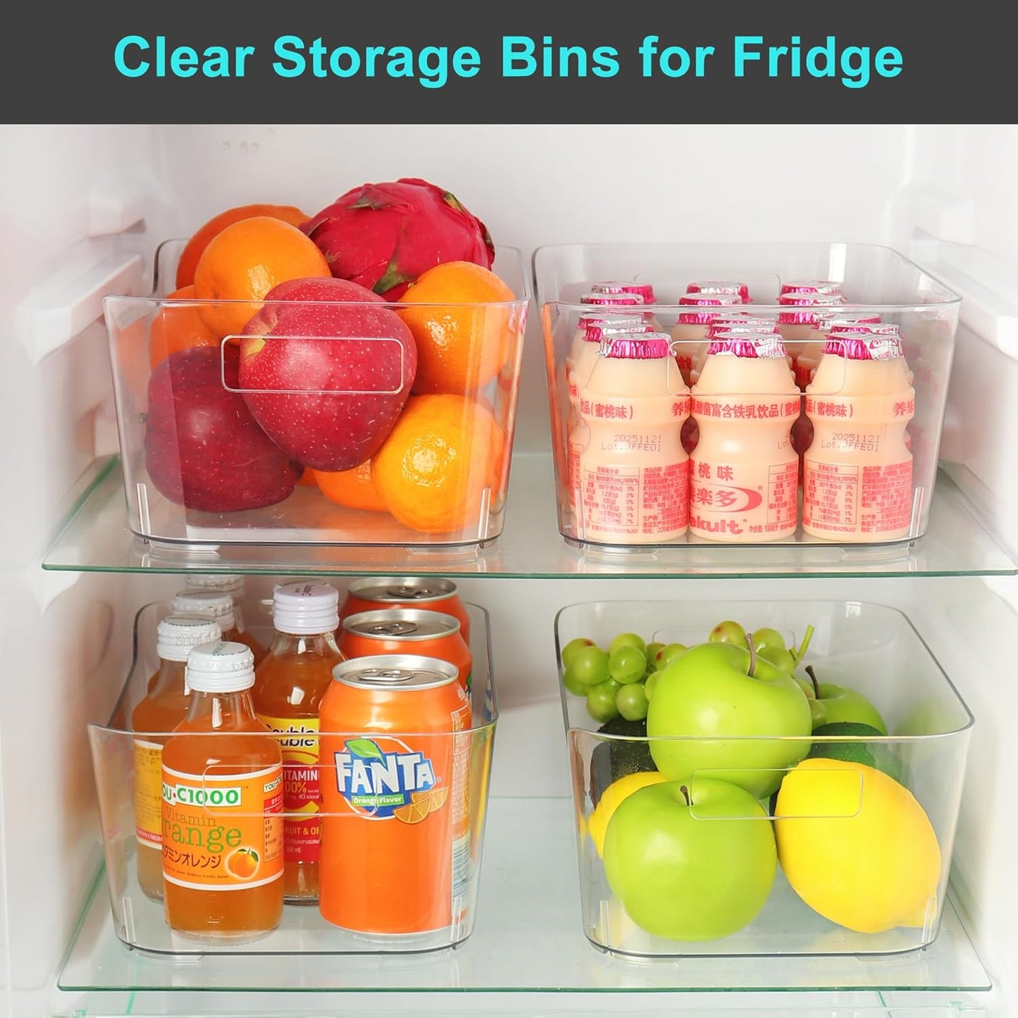 12 Pack Plastic Storage Bins, Clear Pantry Organizers and Storage