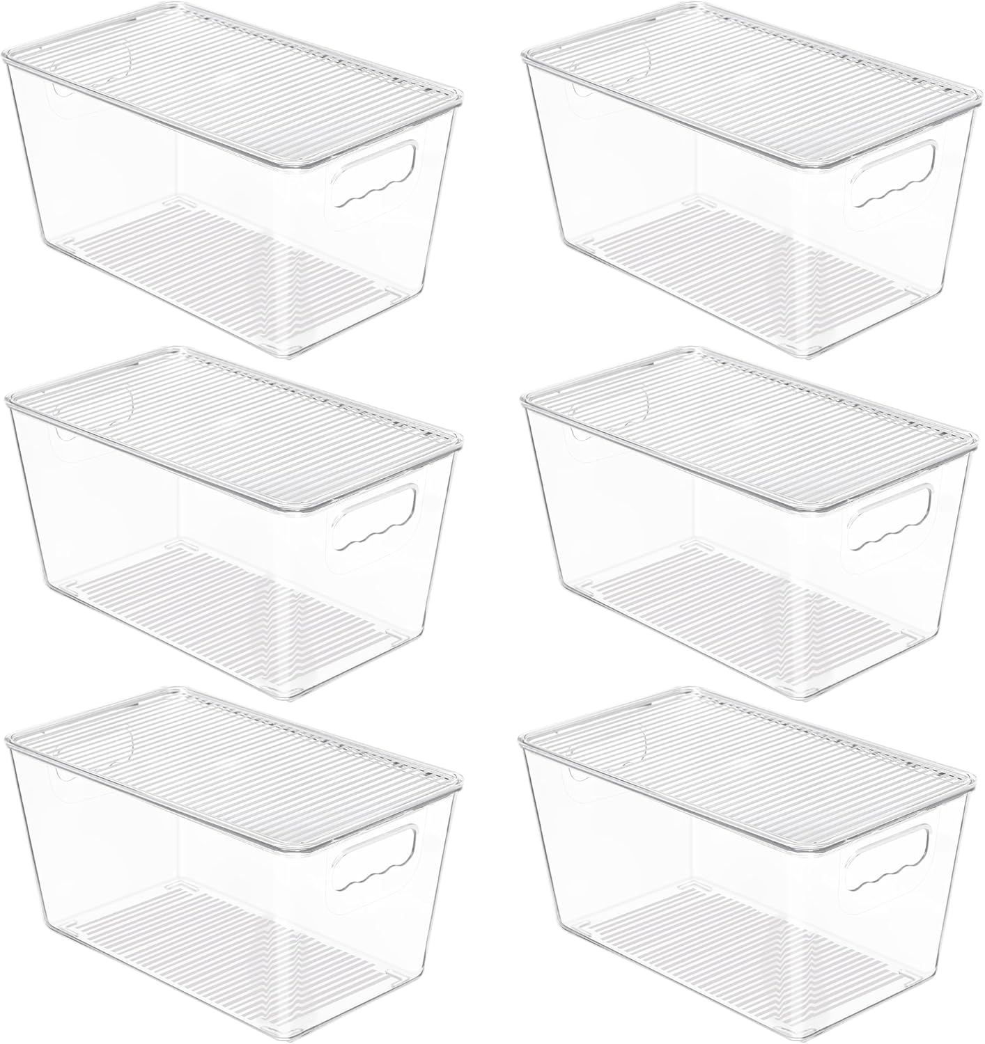 6 Pack Clear Stackable Storage Bins with Lids