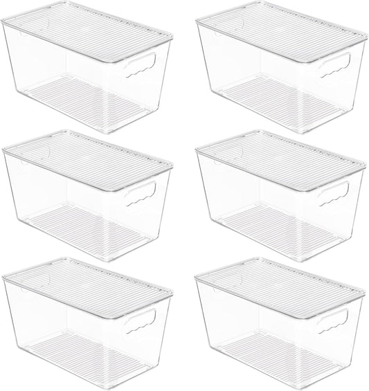 6 Pack Clear Stackable Storage Bins with Lids