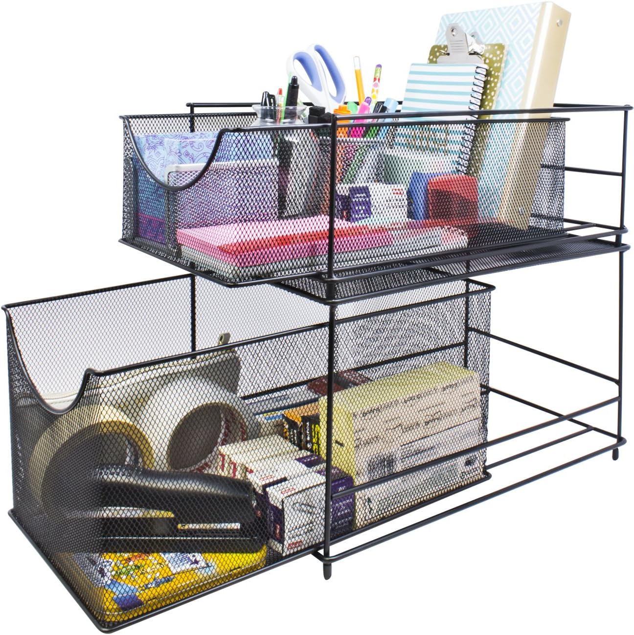 Sorbus® Cabinet Organizer Set — Mesh Storage Organizer with Pull Out Drawers—Ideal for Countertop