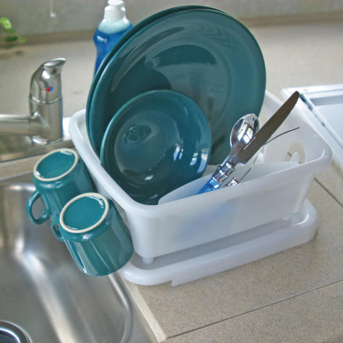 RV Mini Dish Drainer & Tray - Features a Sloped Drain Tray Design