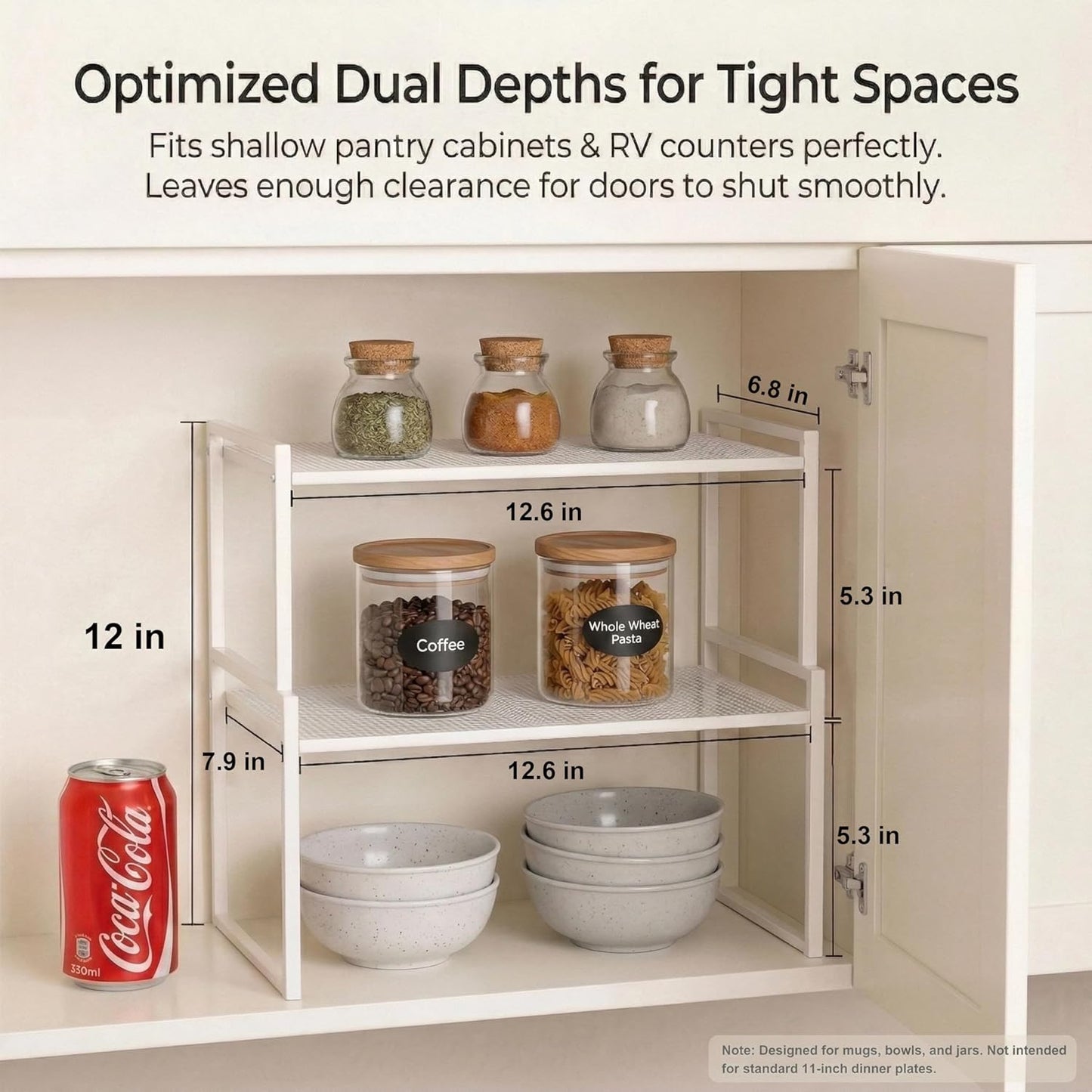 Set of 2 Cabinet Organizers 12.8''W 44 LBS Load Capacity Heavy Duty Kitchen Pantry Shelves Counter Countertop Storage Racks