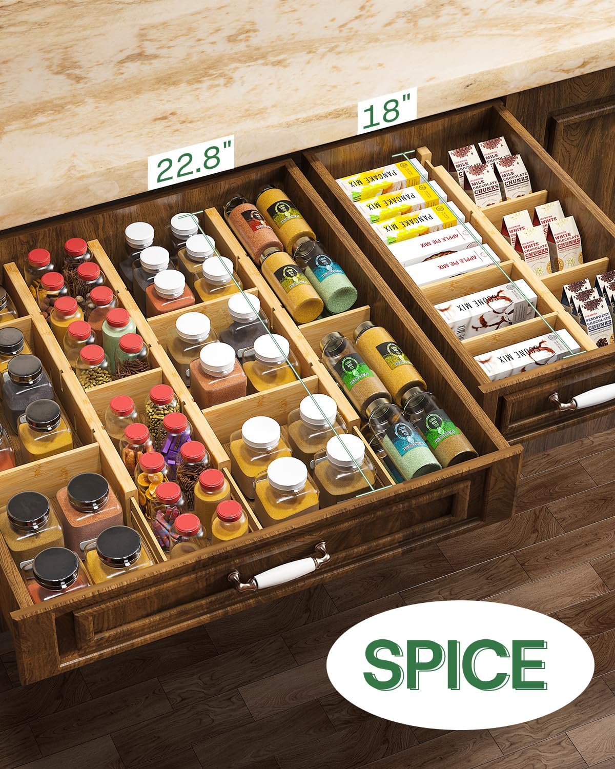 Bamboo Drawer Dividers - Adjustable Drawer Dividers for Clothes, Kitchen
