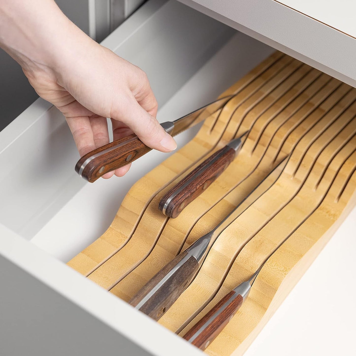 In-Drawer Knife Block - Organizer with Slots for 13 Knives