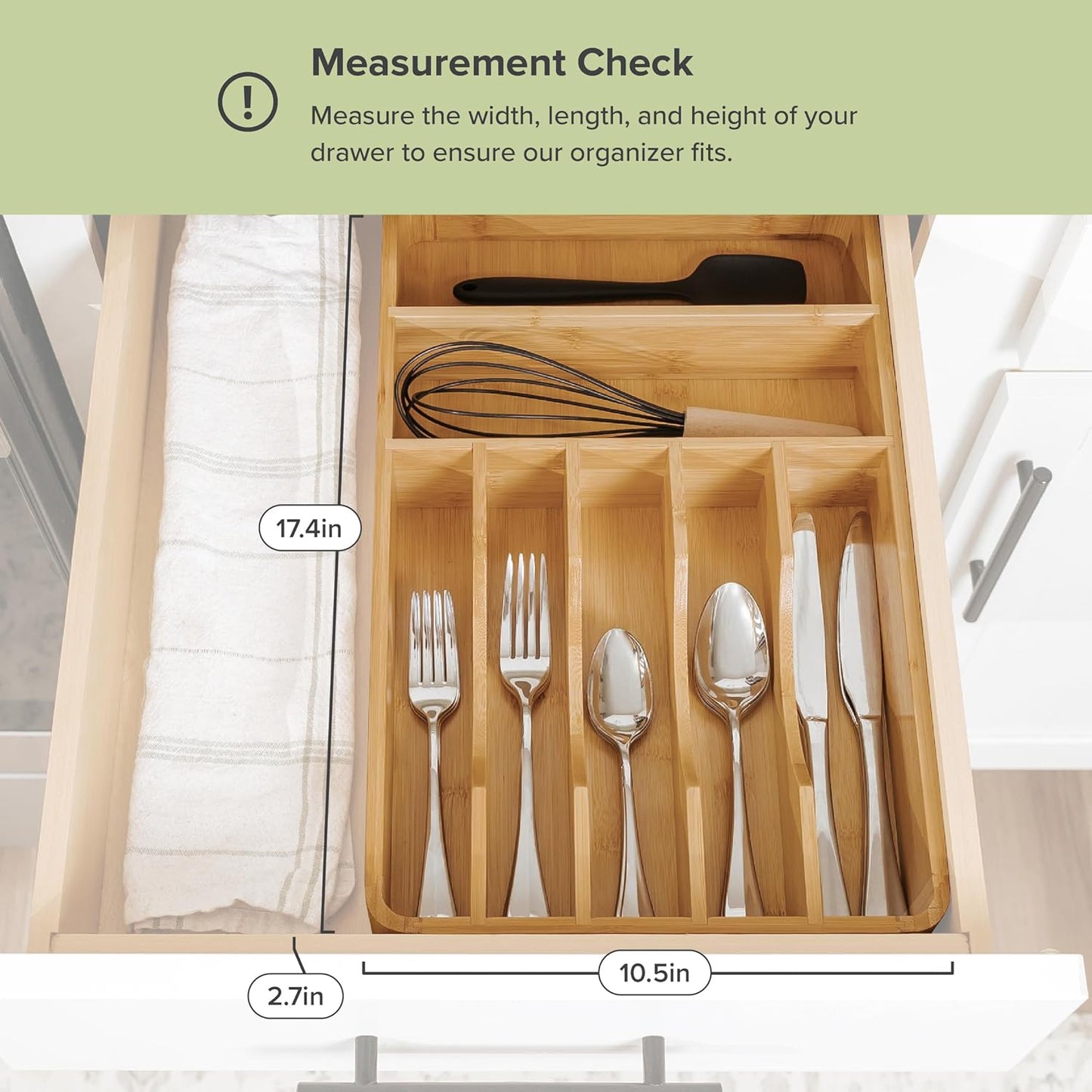 Silverware Organizer - Cutlery, Flatware, and Utensil Holder for Kitchen Drawers