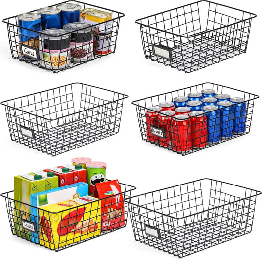 6 Pack Wire Baskets for Pantry Organization and Storage, Kitchen Organizer