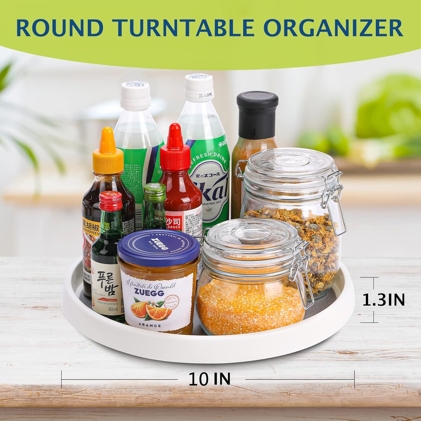 Set of 6, 10 Inch Non-Skid Lazy Susan Turntable, Lazy Susan Organizer for Cabinet
