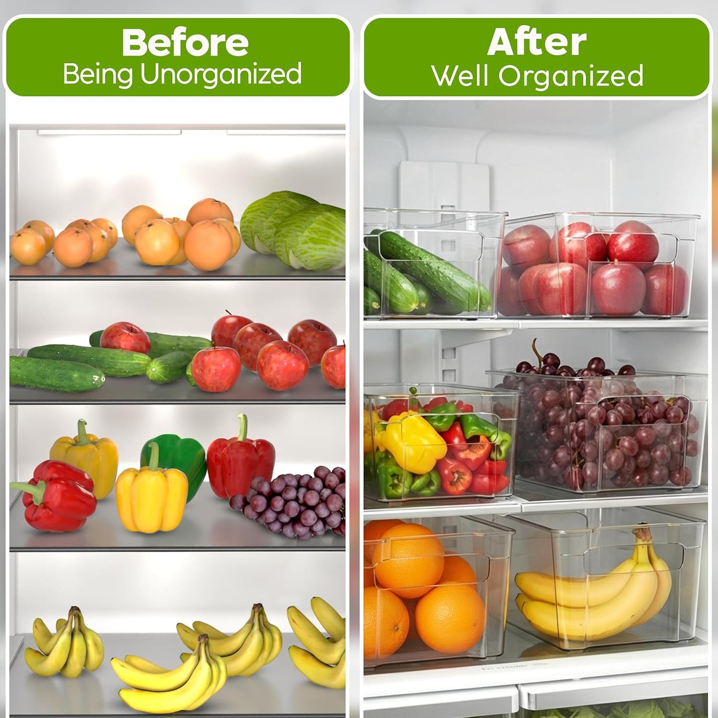 Fridge & Refrigerator Organizer Bins (8 Pack)